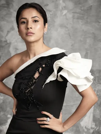 A powerful portrait of Shehnaaz Gill for the Lokmat Digital Creator Awards, captured against a textured backdrop to add depth and character.