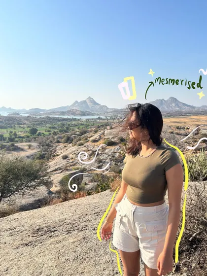 Mesmerized by the view in Jawai. I added text and wind-like squiggles to convey the feeling of being there.