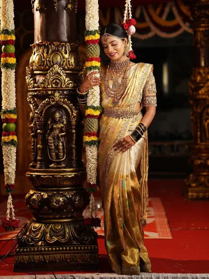 A beautiful candid moment of Monisha during her wedding rituals.
