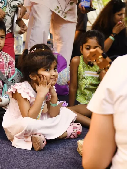The look of pure enchantment on a child's face at our 'Jungle Jugalbandi' session during the Festival of Play in Hyderabad.