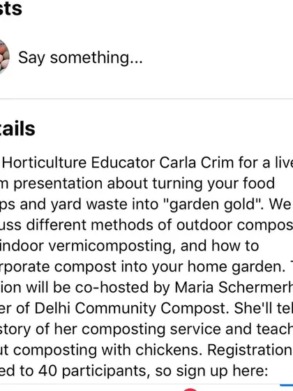 Here are the details for a live Zoom presentation I co-hosted about turning food scraps into "garden gold." In these sessions, I often share my personal story and my specific techniques for composting with chickens.