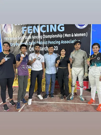 The entire group of senior medalists from the Delhi State Championship, a testament to the strength of our senior program.