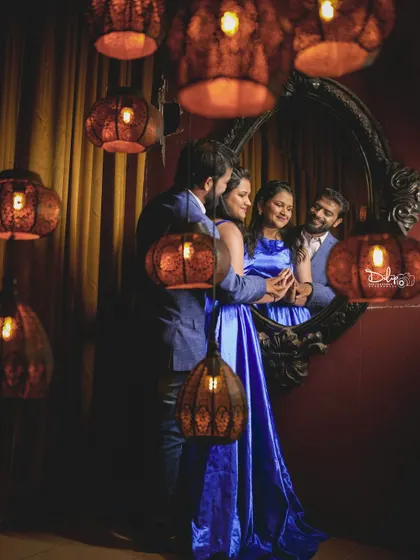 Another angle of the royal room, showing the couple's reflection and the beautiful ambiance created by the lamps.