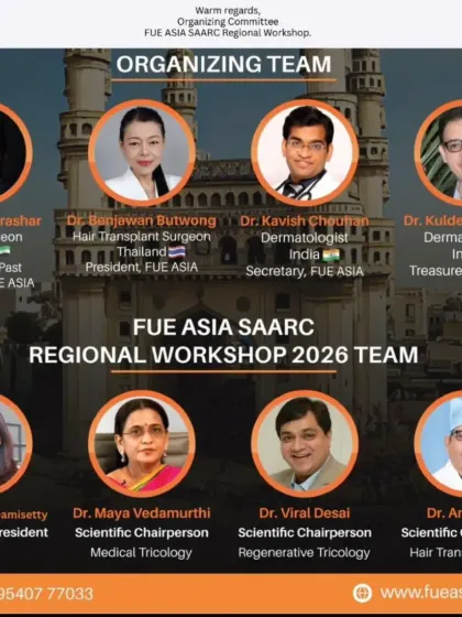 I am proud to serve as the Scientific Chairperson for Regenerative Tricology on the FUE Asia SAARC Regional Workshop team. Working alongside leaders from across Asia helps foster collaboration and innovation.