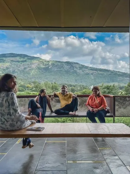 This is the essence of my work: creating spaces for connection and contemplation. Here at Villa Soham, a simple swing becomes a vantage point for experiencing the infinite, blurring the lines between the home and the majestic Nandi foothills.