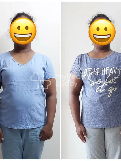 This client lost 4 kgs in 3 months while managing a thyroid issue. Daily support and adjusting workouts to her schedule were key.