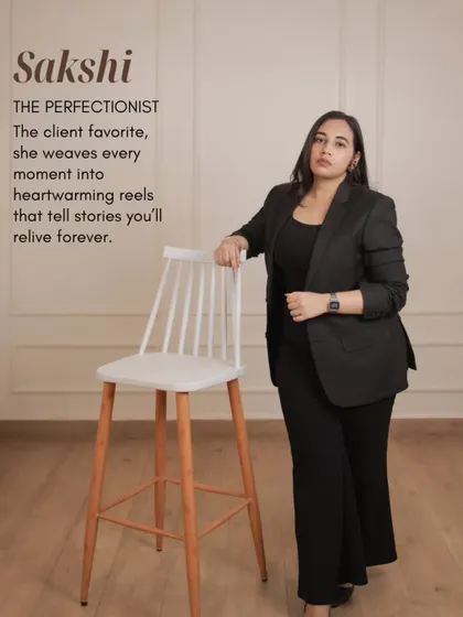 Meet Sakshi, the perfectionist. A client favorite, she masterfully weaves every moment into heartwarming reels that you can relive forever.