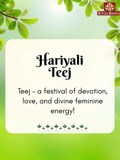 Hariyali Teej is a festival of devotion, love, and the divine feminine energy. This image, with its fresh green background, symbolizes the renewal and growth that this festival brings into our lives.