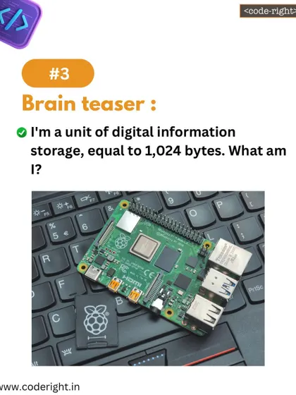 Brain Teaser: I'm a unit of digital information storage, equal to 1,024 bytes. What am I? A classic tech riddle to define a kilobyte.