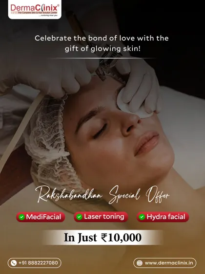 A Rakshabandhan special offer that includes a MediFacial, Laser Toning, and HydraFacial. It is the perfect gift of glowing skin for your loved ones.