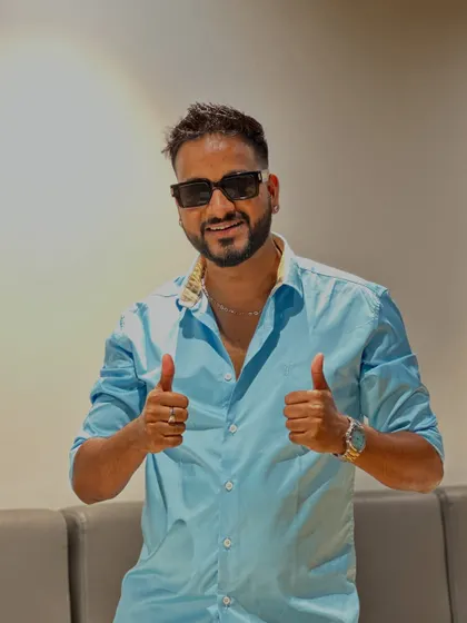 Double thumbs-up, enjoying a private party gig.