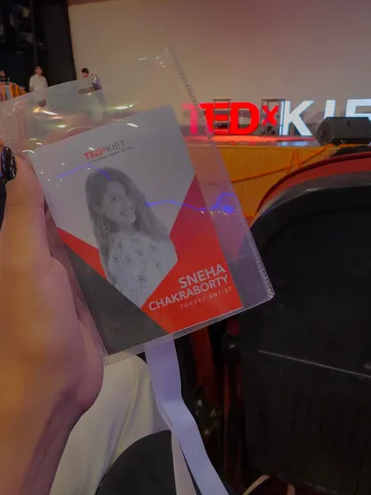 My official speaker badge for TEDxKIET. A small memento from a very big day in my journey as an artist and speaker.