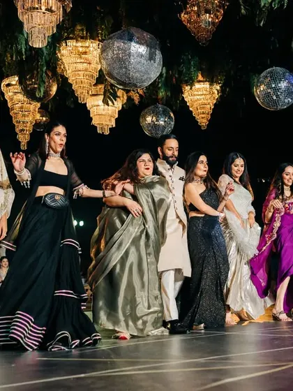 The groom's friends having a blast on the dance floor. I love capturing this kind of energy.