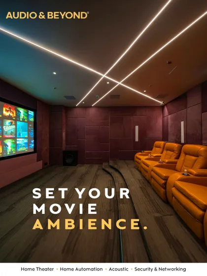 The right ambiance is everything. This dedicated home cinema features plush leather recliners and fully adjustable smart lighting, allowing you to set the perfect mood for your movie night with the touch of a button.