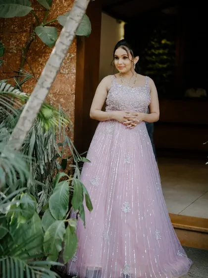Another shot of this beautiful gown and makeup. The soft lighting enhances the dewy finish of the skin and the subtle sparkle on the dress.