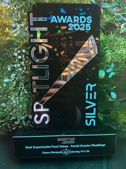 We are proud to have received the Silver Spotlight Award for Best Experiential Food Setup for Social Events & Weddings. This award celebrates our innovative approach to creating engaging food displays.