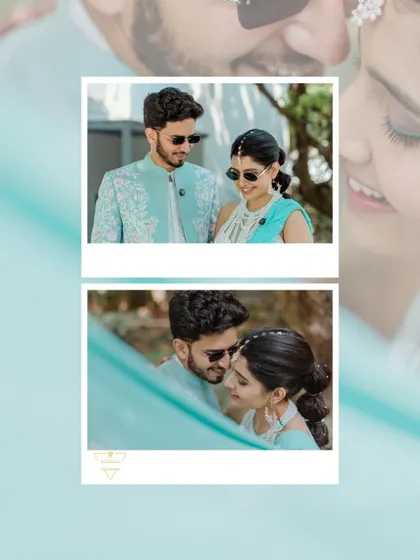 A polaroid-style collage featuring two intimate close-ups. This presentation adds a nostalgic and personal touch to the photos, perfect for sharing on social media or in a modern wedding album.