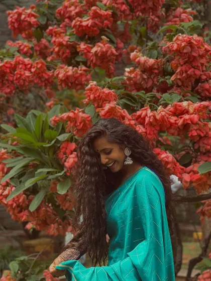 Another angle from my photoshoot with the blue saree.