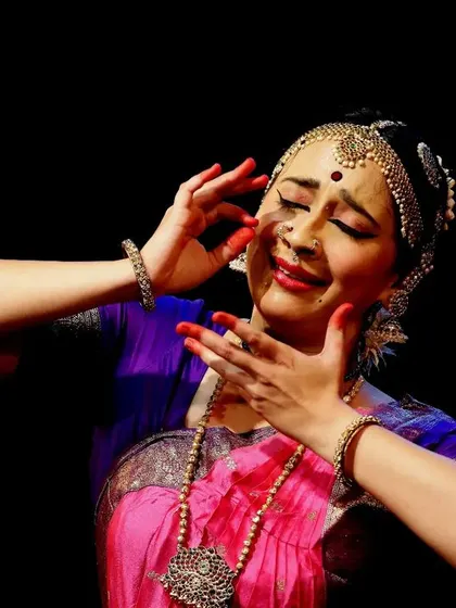 Expressing deep sorrow or longing through dance. Training for Rangapravesha involves mastering the Navarasas, the nine core emotions of Indian classical arts.