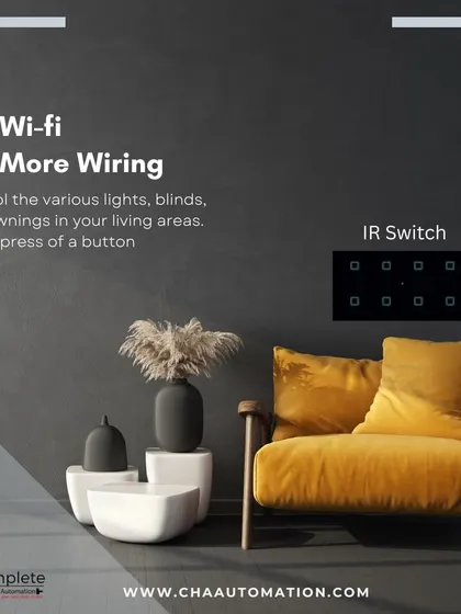 Our retrofit solutions require no Wi-Fi and no more wiring. This IR switch can control various lights, blinds, and awnings at the press of a button, making it easy to upgrade any home.