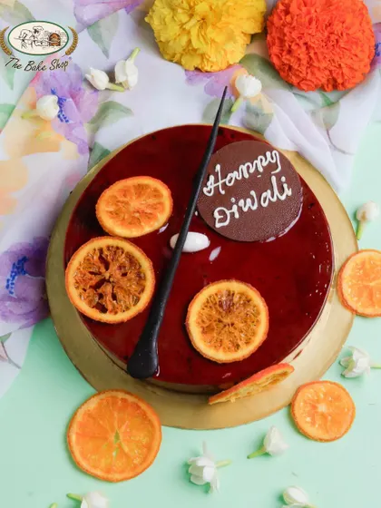 For the citrus and chocolate lover, our Diwali Dark Chocolate Orange Cake is a perfect choice. The rich dark chocolate is beautifully balanced by the zesty flavor of candied orange slices.