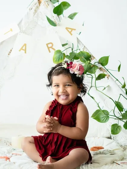 A dreamy tent themed shoot for a little princess. This setup can be created in the comfort of your own home, providing a magical backdrop for a milestone session.