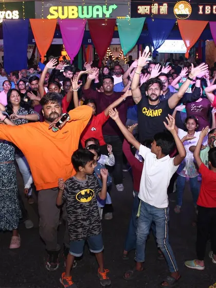 Getting the whole crowd to put their hands up and dance.