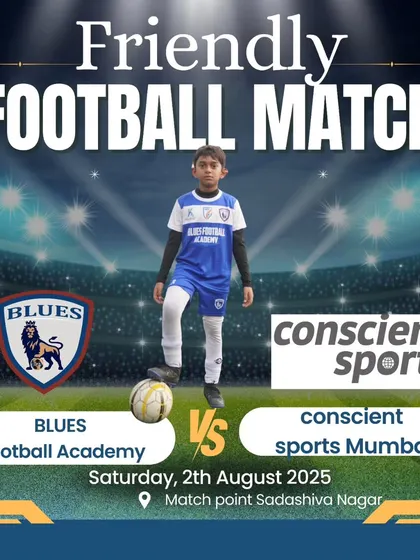 Details for a friendly U11 8v8 match against Conscient Sports Mumbai.