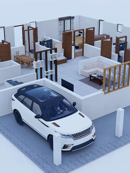 An identical isometric 3D floor plan, useful for visualizing the entire floor at a glance.