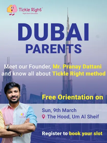 Dubai parents, you're invited! Meet our founder, Mr. Pranay Dattani, at our free orientation at The Hood, Um Al Sheif, and learn all about the revolutionary Tickle Right method.