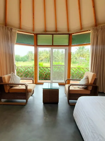 Another perspective of the comfortable and stylish interior of our unique riverside cottages.