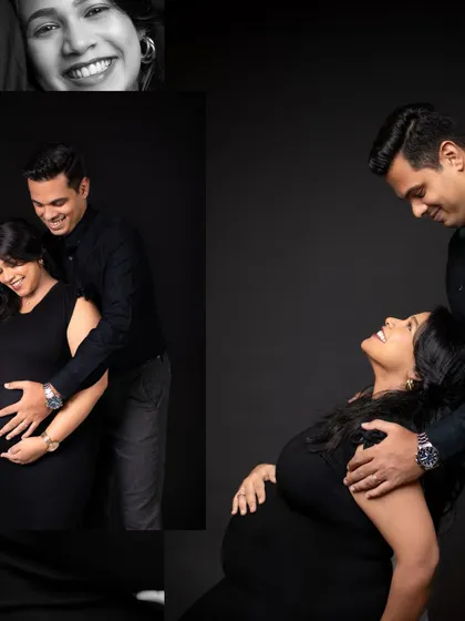 A collage of fun and loving moments from a studio shoot, demonstrating the range of emotions we capture.