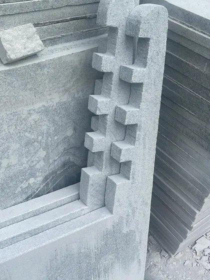A detailed view of the joinery on one of my stone benches, showing the precision of my stonework.
