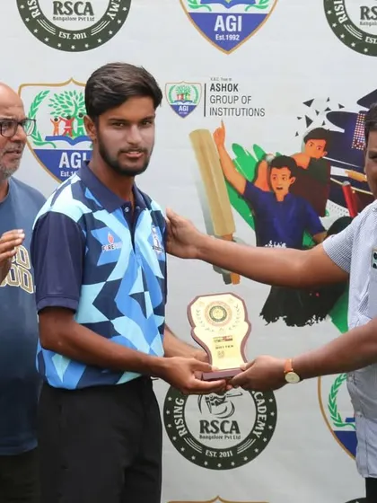 A close-up of a player receiving his individual award, showcasing the quality of the trophies we provide.