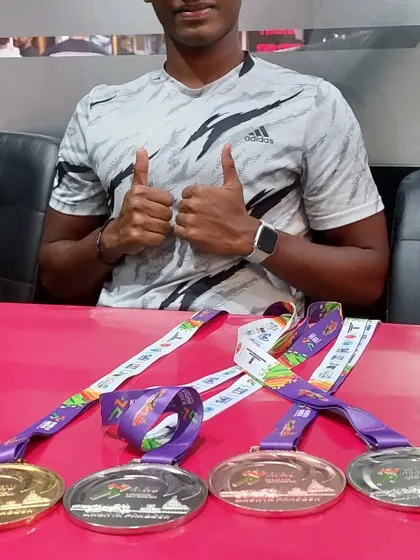 A look at the impressive medal haul from swimmer Nithik at the Khelo India games. Each medal represents countless hours of practice in the pool and dedicated strength work in our gym.