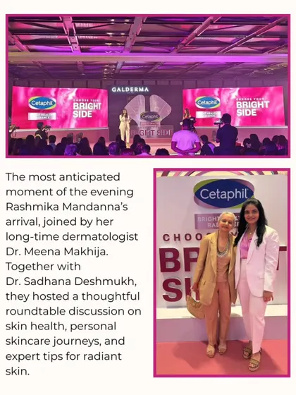 At a recent roundtable discussion on skin health, I had the pleasure of sharing the stage with Dr. Meena Makhija and Rashmika Mandanna. We had a thoughtful conversation about personal skincare journeys and shared expert tips for achieving radiant skin.