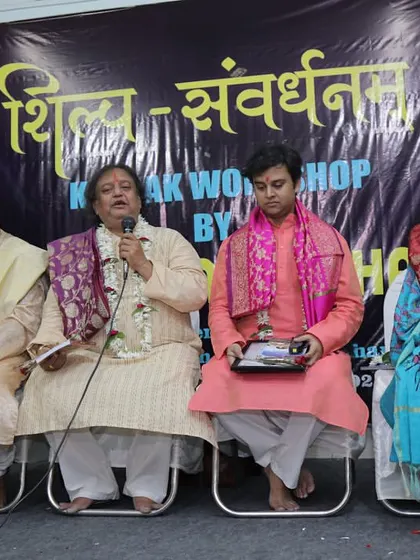 Day 1 of our Kathak workshop in the holy city of Banaras, with Pt. Jai Kishan Maharaj and other esteemed artists.