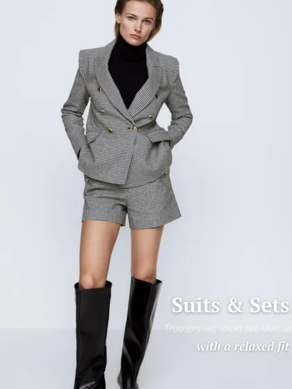 A trend I love is the relaxed suit set. This shorts and blazer combination is a modern take on professional wear, perfect for a creative office or a stylish event.