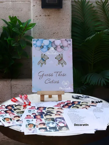 The full setup for the "Guess These Cuties" game.