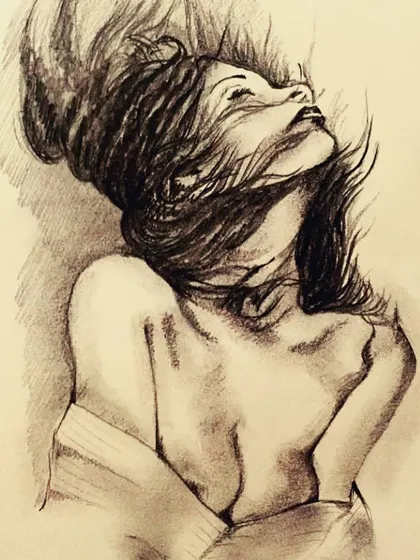 An early charcoal trial exploring movement and freedom. I used loose, energetic strokes to capture the feeling of hair tossing in the wind.