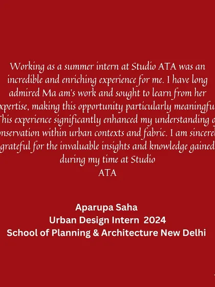 A testimonial from an Urban Design Intern from 2024. Hearing that the experience enhanced her understanding of conservation within urban contexts is incredibly rewarding and reinforces the value of our mentorship program.