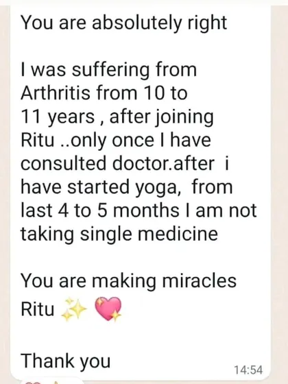This is why I do what I do. This client had been suffering from Arthritis for over 10 years. After just a few months of our customized yoga practice, they are now living without taking a single medicine. Healing from the root is possible.