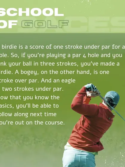 New to golf? This graphic explains some basic scoring terms like birdie, bogey, and eagle. We believe in making the sport accessible and easy to understand for everyone.