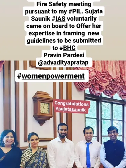Brainstorming with top IAS officers Pravin Pardesi and Sujata Saunik to frame new fire safety guidelines for our PIL. Collaborating with honest and knowledgeable bureaucrats is key to creating effective policies that we can then present to the Bombay High Court for implementation.
