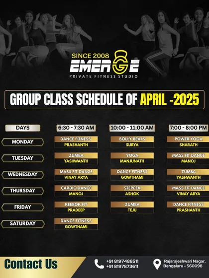 Here is the group class schedule for April 2025. Whether it’s Zumba, Aerobics, Yoga, or Dance Fitness, we’ve got something for everyone.