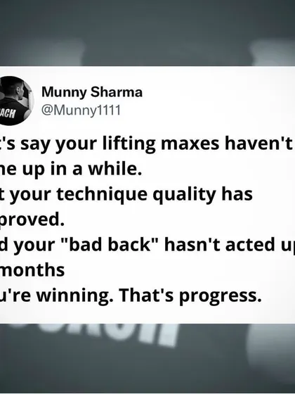 Progress isn't just about the weight on the bar. If your technique has improved and your old injuries aren't flaring up, you're winning. That's real, sustainable progress.