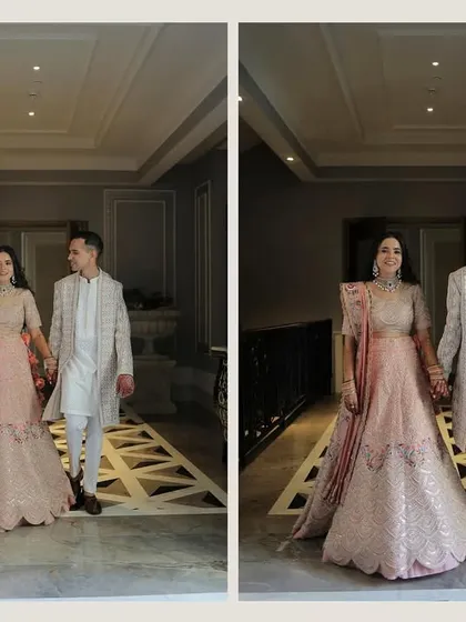 A candid walking shot inside the luxurious interiors of Raffles Udaipur. We capture the in-between moments that feel natural and full of life.