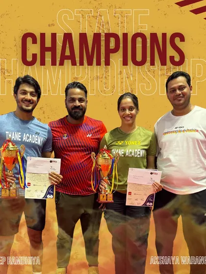 Deep Rambhiya and Akshaya Warang, our Mixed Doubles champions at the Nandu Natekar Memorial State Championship.