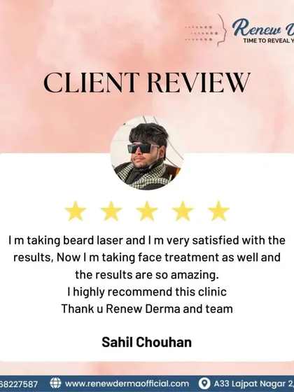 A fantastic review from a happy client who is very satisfied with his beard laser results. He was so impressed that he also started face treatments with us. We are proud to be his highly recommended clinic.
