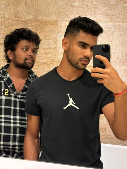 With Chennai Super Kings player Rajvardhan Hangargekar. We opted for a high and tight fade to keep things sharp.